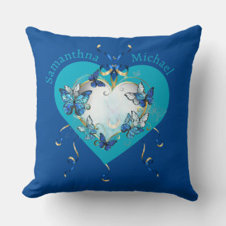 Almofada Personalized Whimsical Butterflies Heart