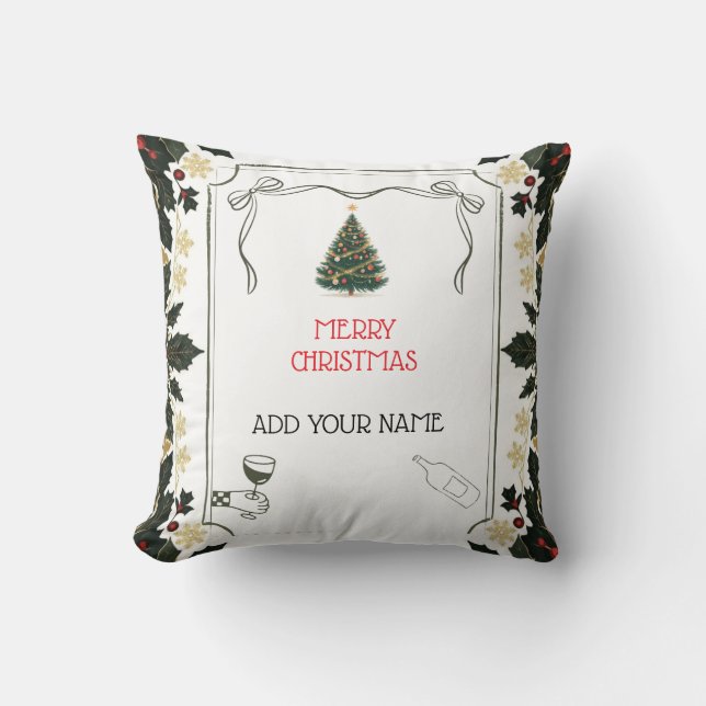 Almofada Personalized Wine Lover Christmas Tree Pillow (Frente)