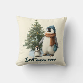 Almofada Personalized Winter Penguin “Best Mom Ever”