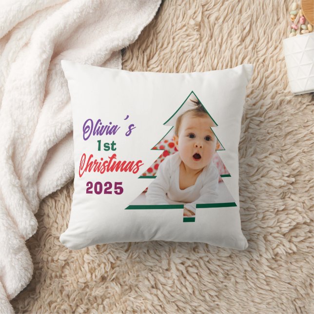 Almofada Personlized Photo Olivia's 1st Christmas Tree  (Cobertor)