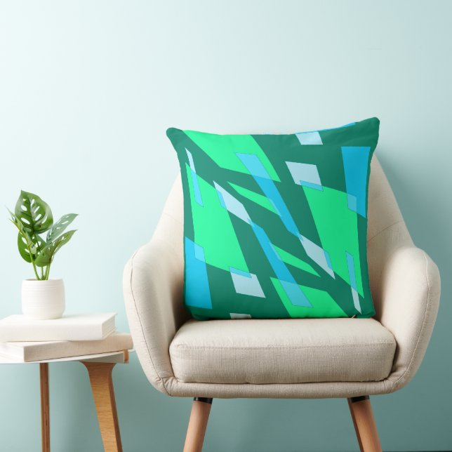 Almofada Perspectiva de Abstração de Mazipoodles Azul Verde (Cadeira)