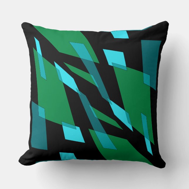 Almofada Perspectiva de Abstração de Mazipoodles Verde Pret (Frente)