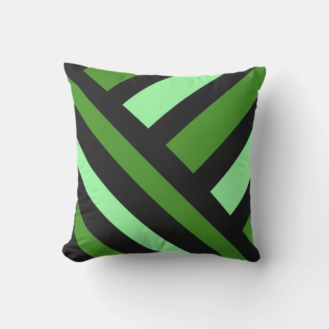 Almofada Perspectiva Verde - Arte em Linha Negrito (Frente)