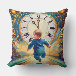 Almofada Perto Da Meia-Noite E O Bebê Ano novo Está Atrasad