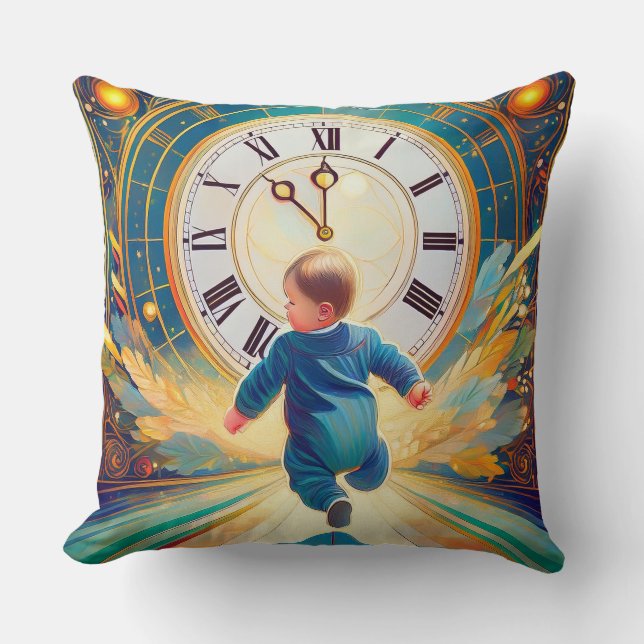 Almofada Perto Da Meia-Noite E O Bebê Ano novo Está Atrasad (Frente)