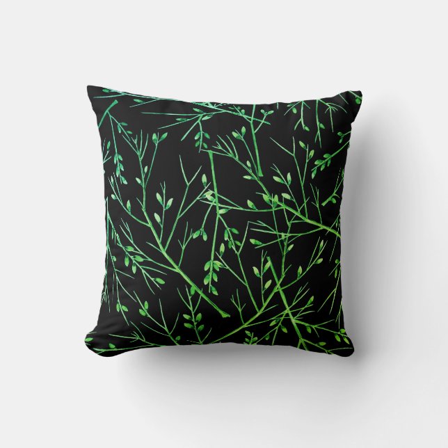 Almofada Perucas verdes em preto (Frente)