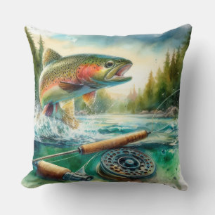 Almofada Pesca com Problemas de Pintura de Cores de Água