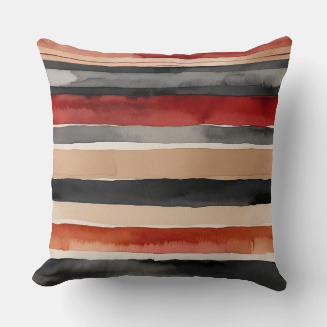 Almofada Pêssego vermelho e listras pretas (Frente)