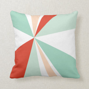 Almofada Pêssego vermelho Seafoam da arte geométrica do