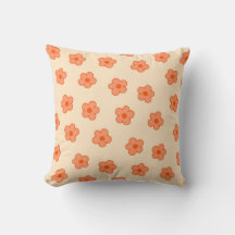 Pêssego Whimsico e Retro Floral Laranja, Cheio
