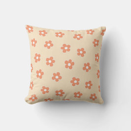 Almofada Pêssego Whimsico e Retro Floral Laranja, Cheio