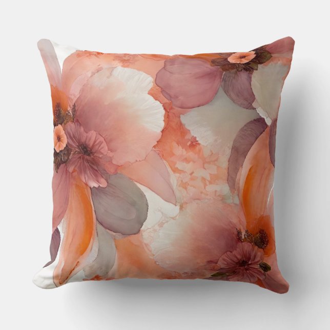 Almofada Pessegueiro de aquarela floral (Frente)