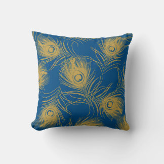 Almofada Peste de Peacock Azul e Dourada