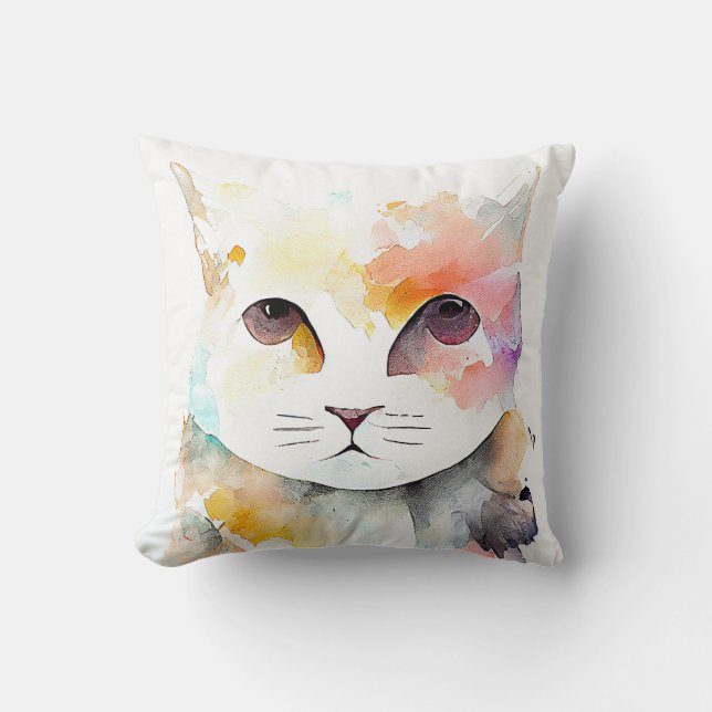 Almofada Pet Animal Nature Watercolor Pintura (Frente)