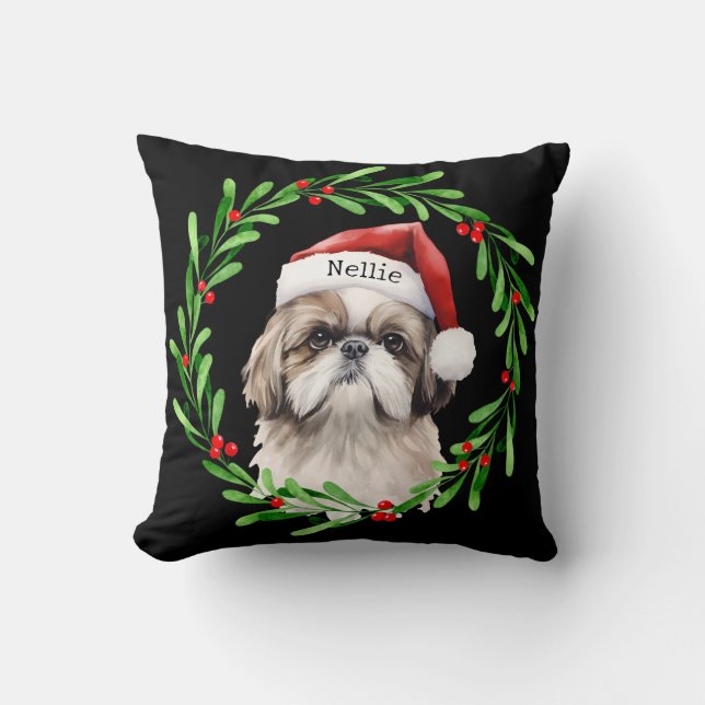 Almofada Pet de Férias de Papais noeis Shih Tzu (Frente)