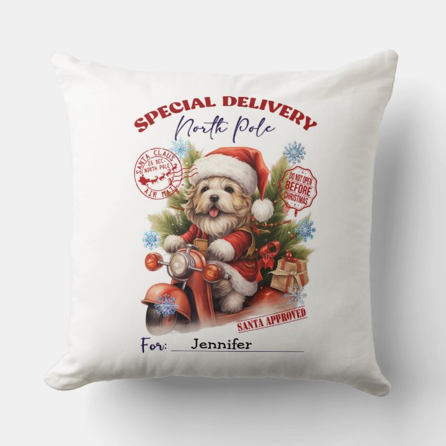Almofada Pet Dog Cute Puppy Christmas Throw Pillow (Frente)
