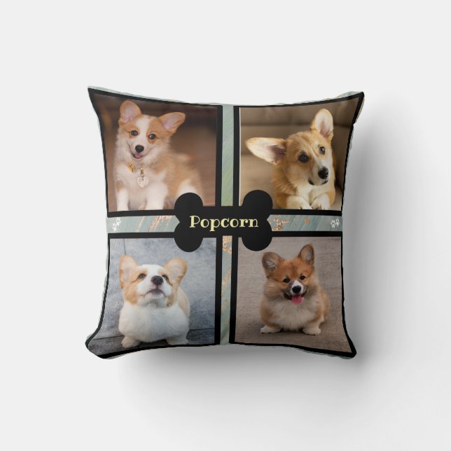 Almofada Pet dog photo collage - green  (Frente)
