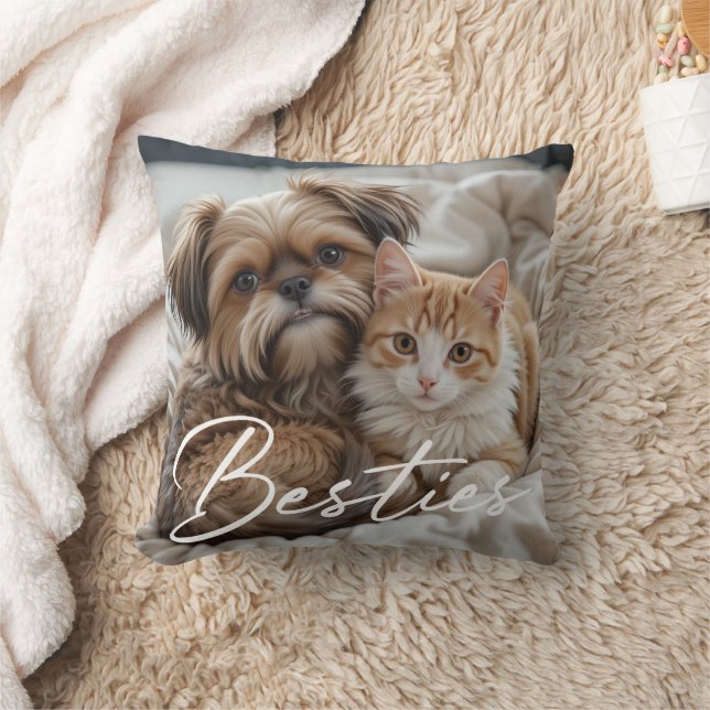 Almofada Pet Friends Dog Dad Cat Mom Gift BFF Besties Photo (Cobertor)