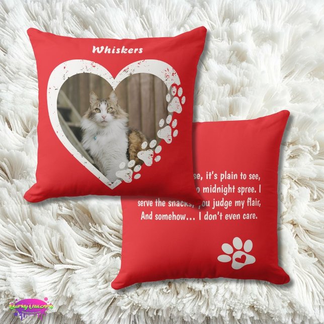 Almofada Pet Love Paw Heart Design with Fun Poem (Criador carregado)