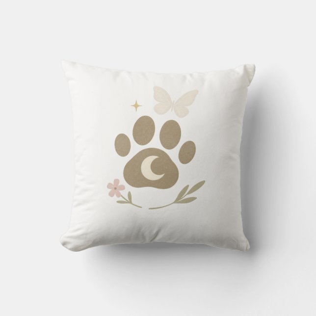 Almofada Pet Memorial Paw com Lua e Borboleta - Simpatia (Frente)