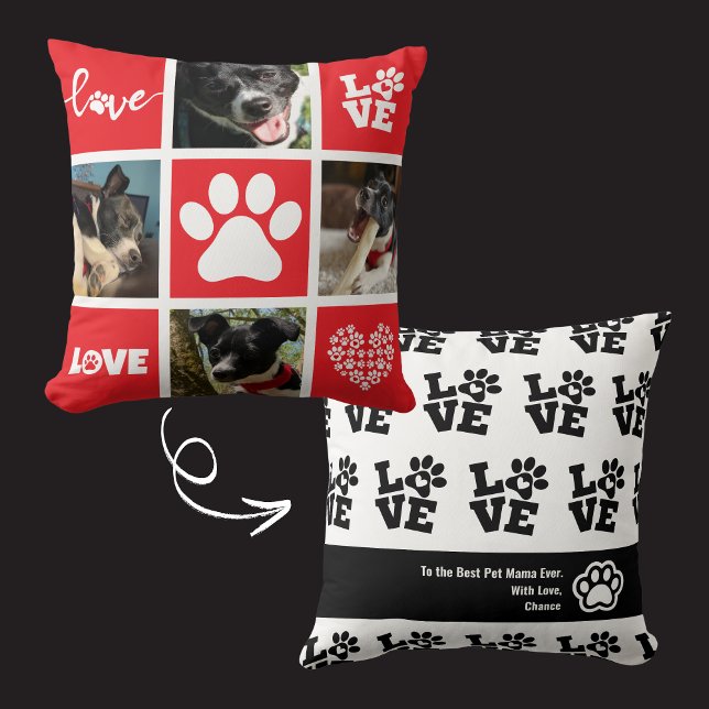 Almofada Pet Parente Bonito Cria Seu Próprio Amor Vermelho (Custom pet photo pillow makes a great gift for a pet mom or fur dad. Personalize your text too! )