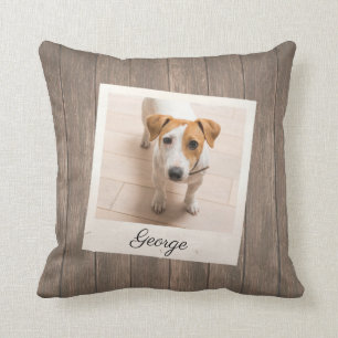 Almofada Pet Photo Frame Rustic Wood Personalizado
