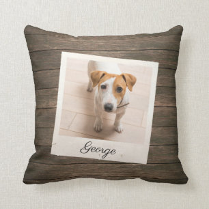 Almofada Pet Photo Frame Rustic Wood Personalizado