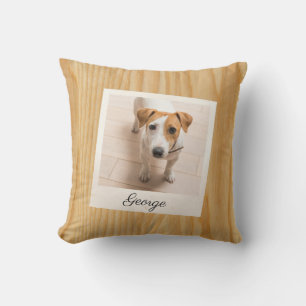 Almofada Pet Photo Frame Rustic Wood Personalizado