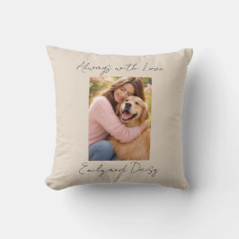 Almofada Pet Photo Name Text Throw Pillow Beige Love Always