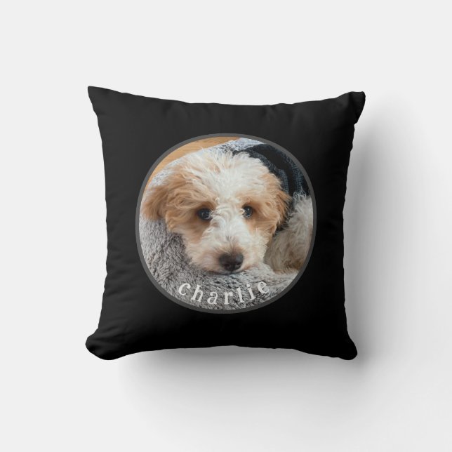 Almofada Pet Puppy Dog Pet Personalizado Pasta Preto (Frente)