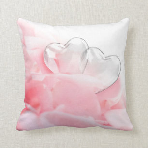 Almofada Pétalas cor-de-rosa dos corações de vidro