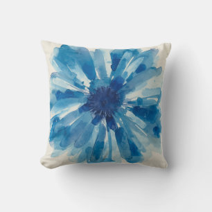 Almofada Pétalas de Aquarela de Flor Azul Pintadas Florais