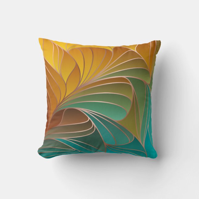 Almofada Pétalas Douradas e Turquesas Nova Arte Nouveau Jog (Frente)