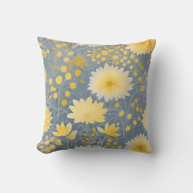 Almofada Pétalas Românticas Amarelas de Chrysanthemum (Frente)