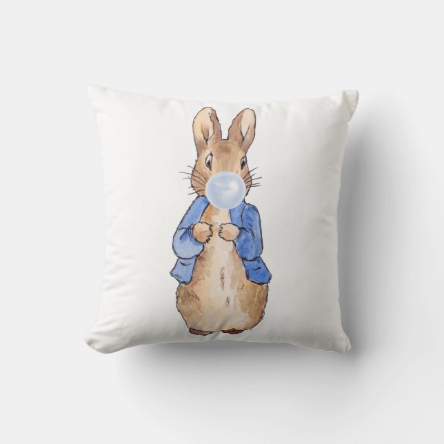 Almofada Peter soprando uma pastilha azul (Frente)