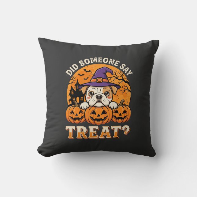 Almofada Petisco de Halloween para Cachorro Design de Abóbo (Frente)