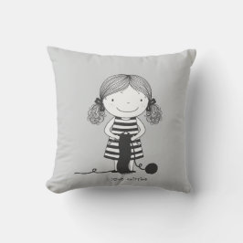 Almofada Petite Fille Adorable qui Tricote I Love Knitting
