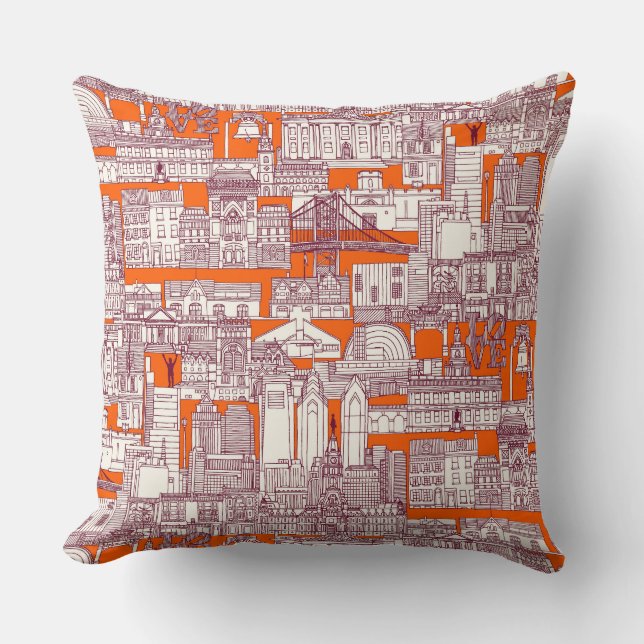 Almofada Philadelphia toile hot orange claret (Frente)