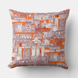 Almofada Philadelphia toile laranja quente clarete