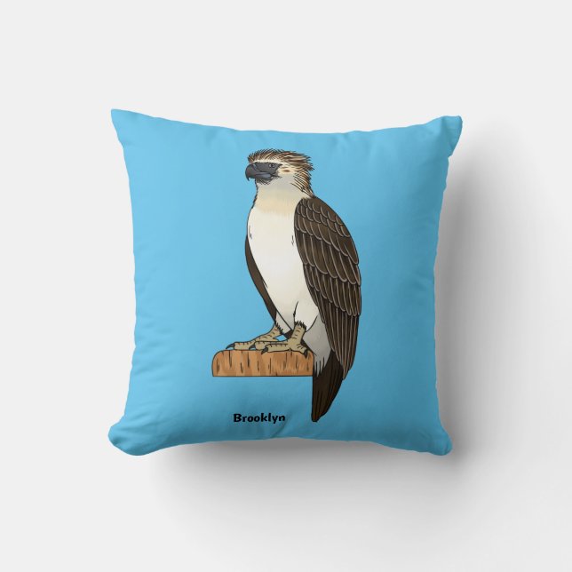 Almofada Philippine eagle bird cartoon illustration (Frente)