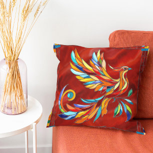 Almofada Phoenix Bird - arte colorida do mosaico