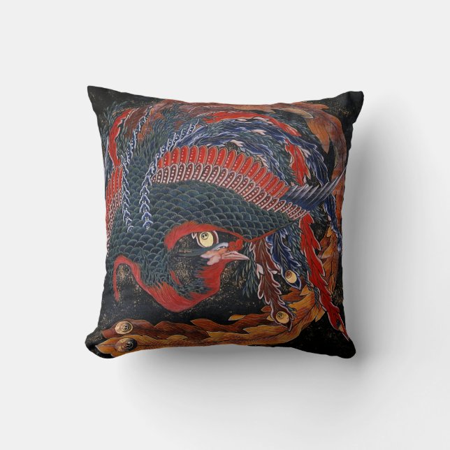 Almofada Phoenix (Deusa de Firebird) Hokusai Fine Art (Frente)