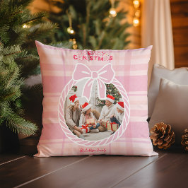 Almofada Photo Retro Pink Plaid Whimsical Holiday