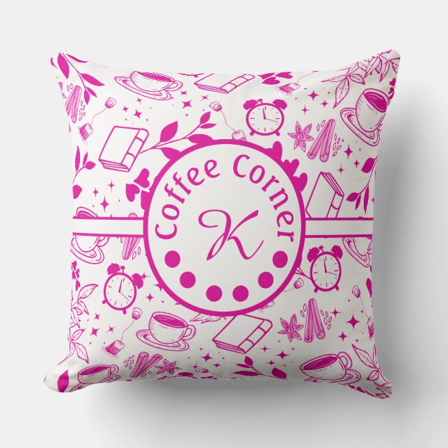 Almofada pia-rosa-amante do café meio século (Frente)
