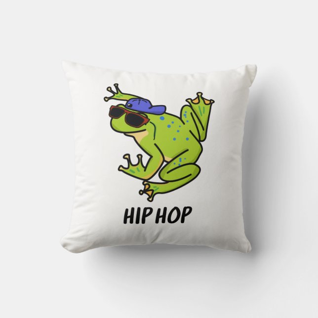 Almofada Piada de Sapo Saltitante Divertido de Hip Hop (Frente)