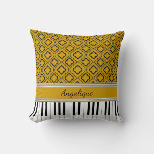 Almofada Piano Personalizado Chaves Pretas Quatrefoil em Do