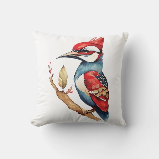 Almofada Pica-pau vermelho e azul (Frente)