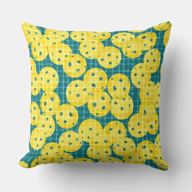Almofada Pickleball é Vida - Amarelo no Turquesa (Frente)
