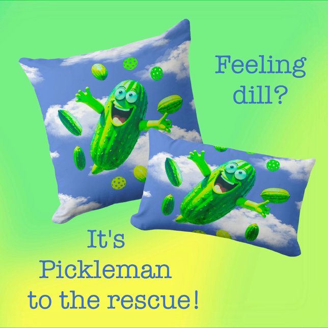 Almofada Pickleman Verde Engraçado No Céu (Fun pillows for the kiddos or the young at heart!)