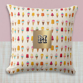 Almofada Picolés de Sorvete Monogramados Padrão Retrô Fofos